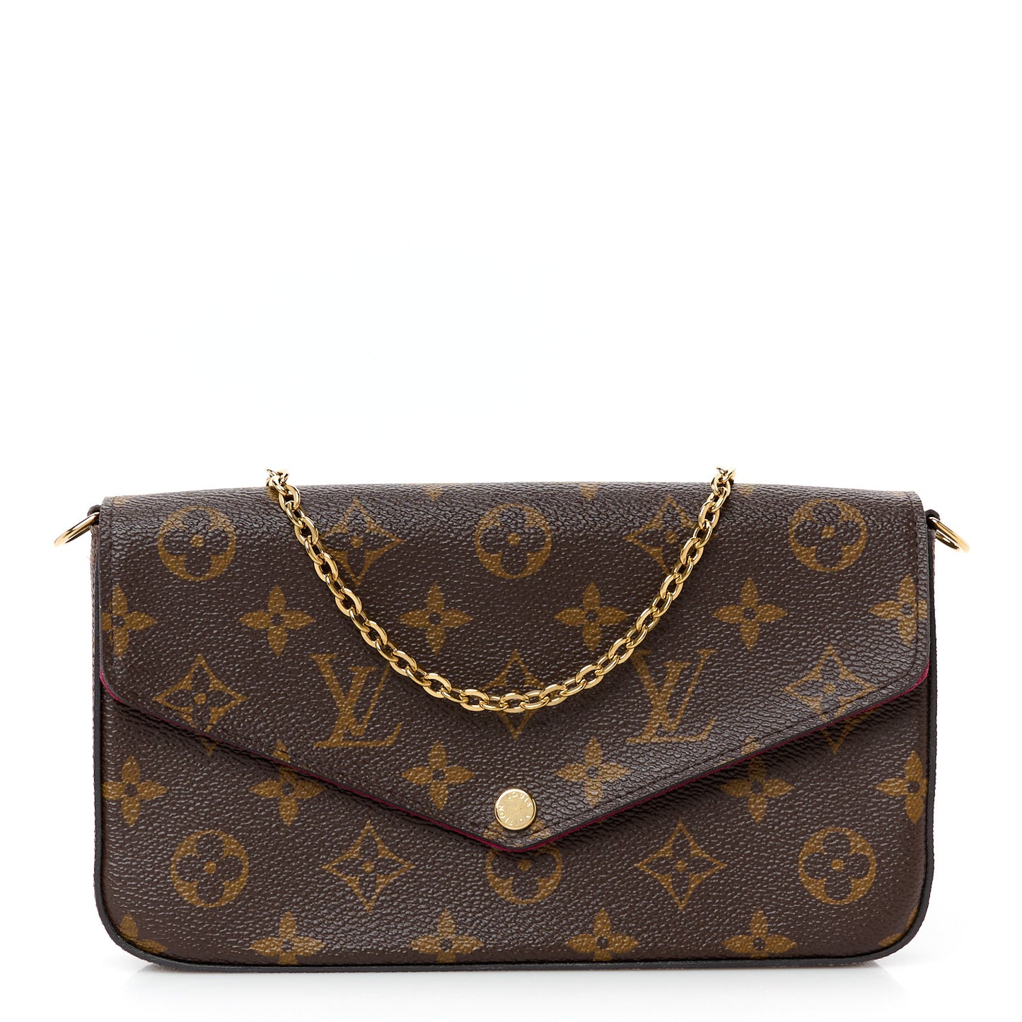 Monogram Pochette Felicie Chain Wallet Fuchsia