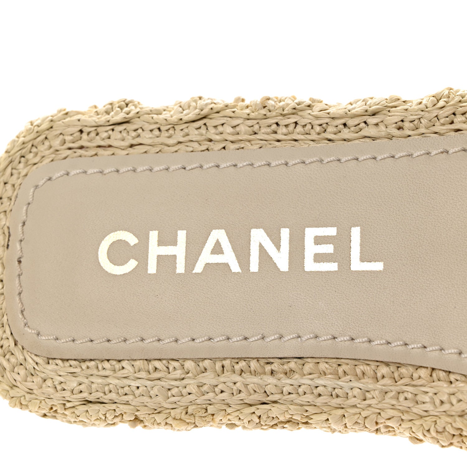 Chanel Raffia CC Espadrille Slip On Sandals 39 Beige 6 of 9