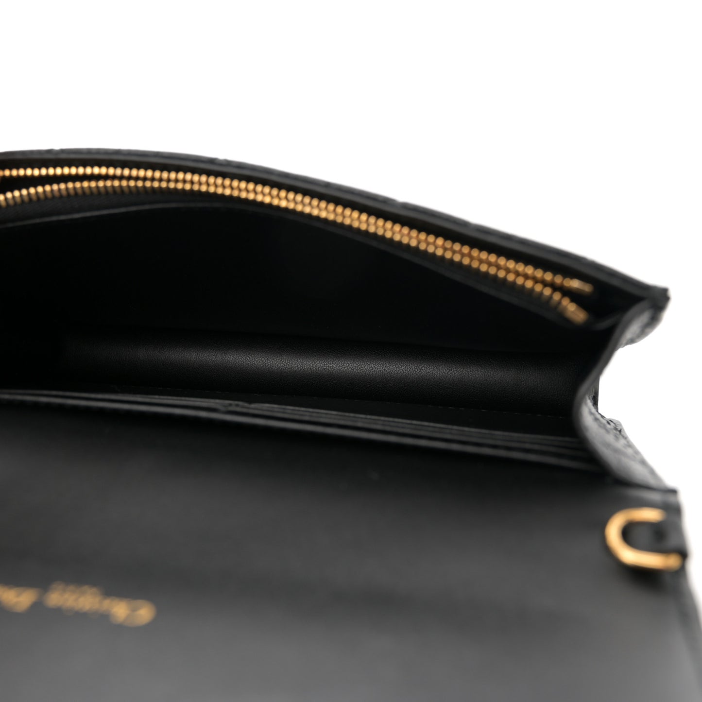 Supple Calfskin Caro Pouch with Chain Black