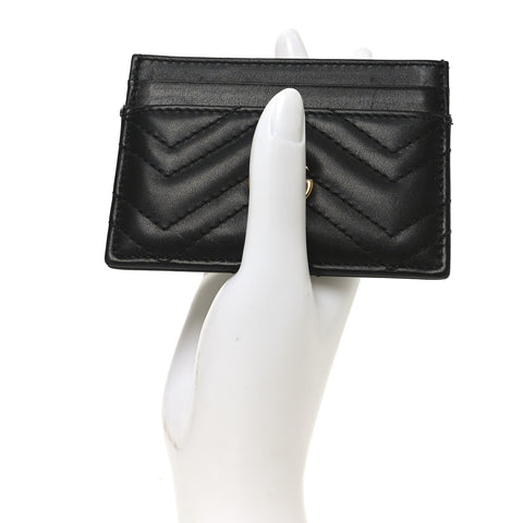Calfskin Matelasse GG Marmont Card Holder Black
