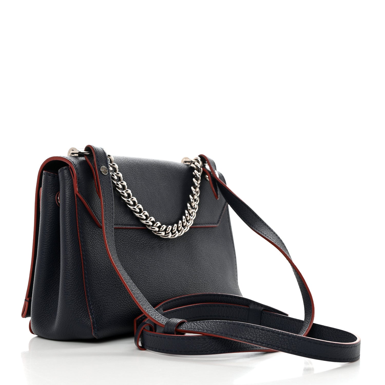 Louis Vuitton Calfskin Lockme II Chain Bag BB Marine Rouge 2 of 9