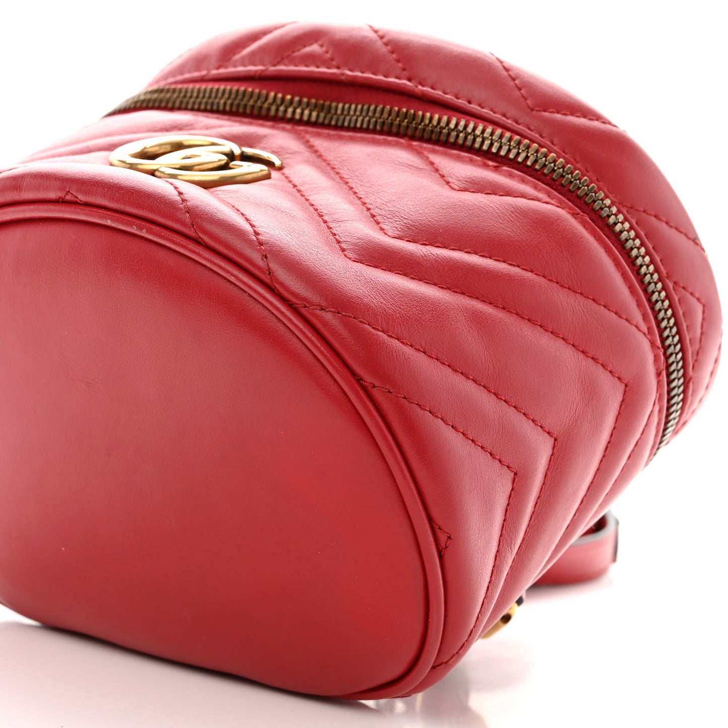 Calfskin Matelasse Mini GG Marmont Round Backpack Hibiscus Red