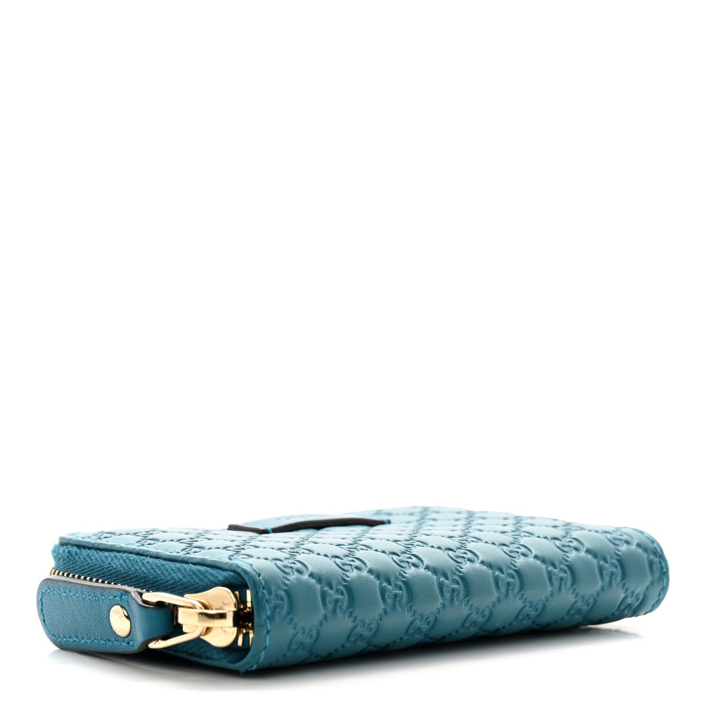 Microguccissima Zip Around Card Case Deep Cobalt