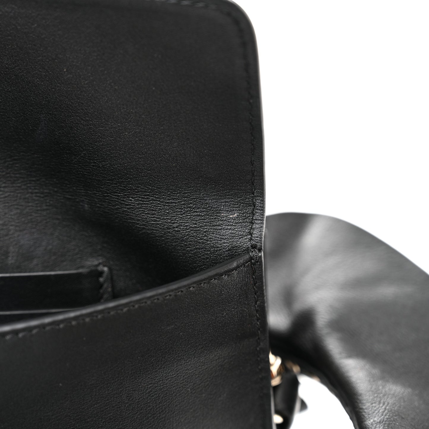 Calfskin Crystal Bead Embellished Mini Rockstud Love Story Ruffle Strap Bag Black
