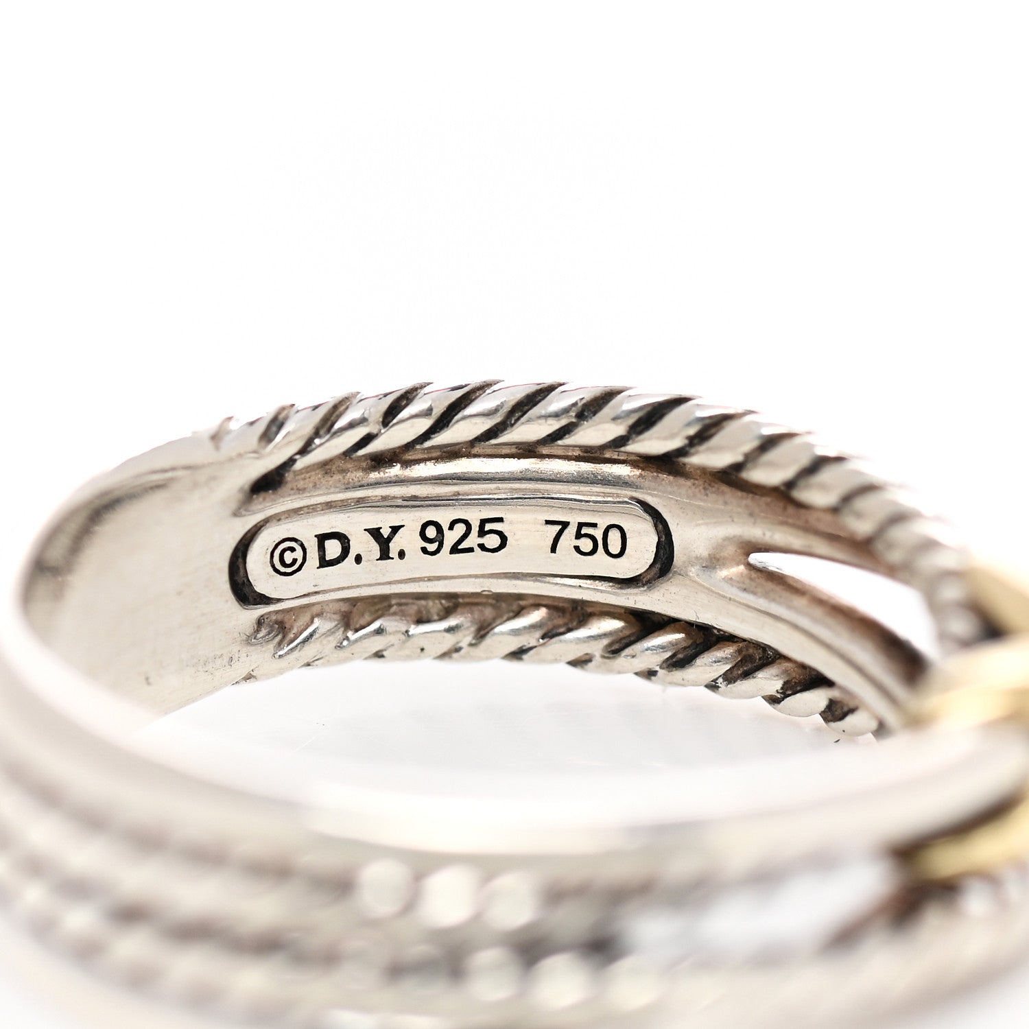 David Yurman Sterling Silver 18K Yellow Gold 6mm X Crossover Ring 53 6.5 4 of 4