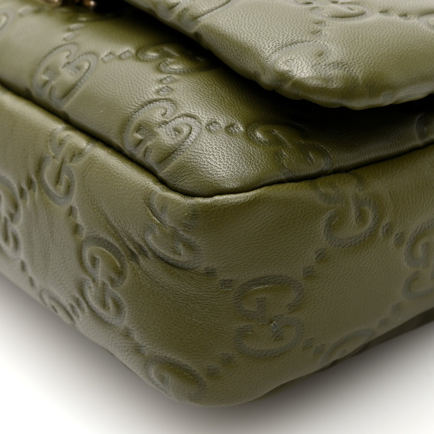 Lambskin Embossed Mini GG Milano Top Handle Shoulder Bag Green