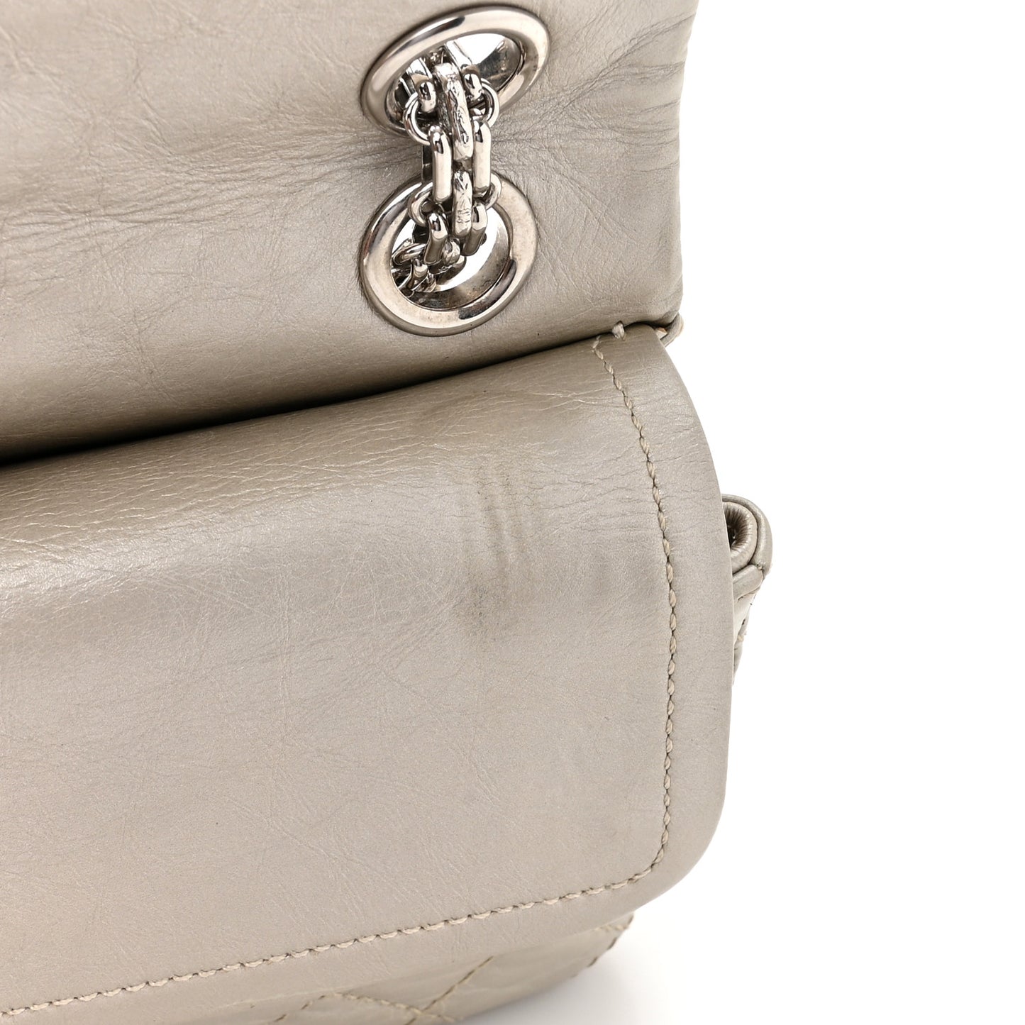 Metallic Aged Calfskin Quilted 2.55 Reissue Mini Flap Light Gold