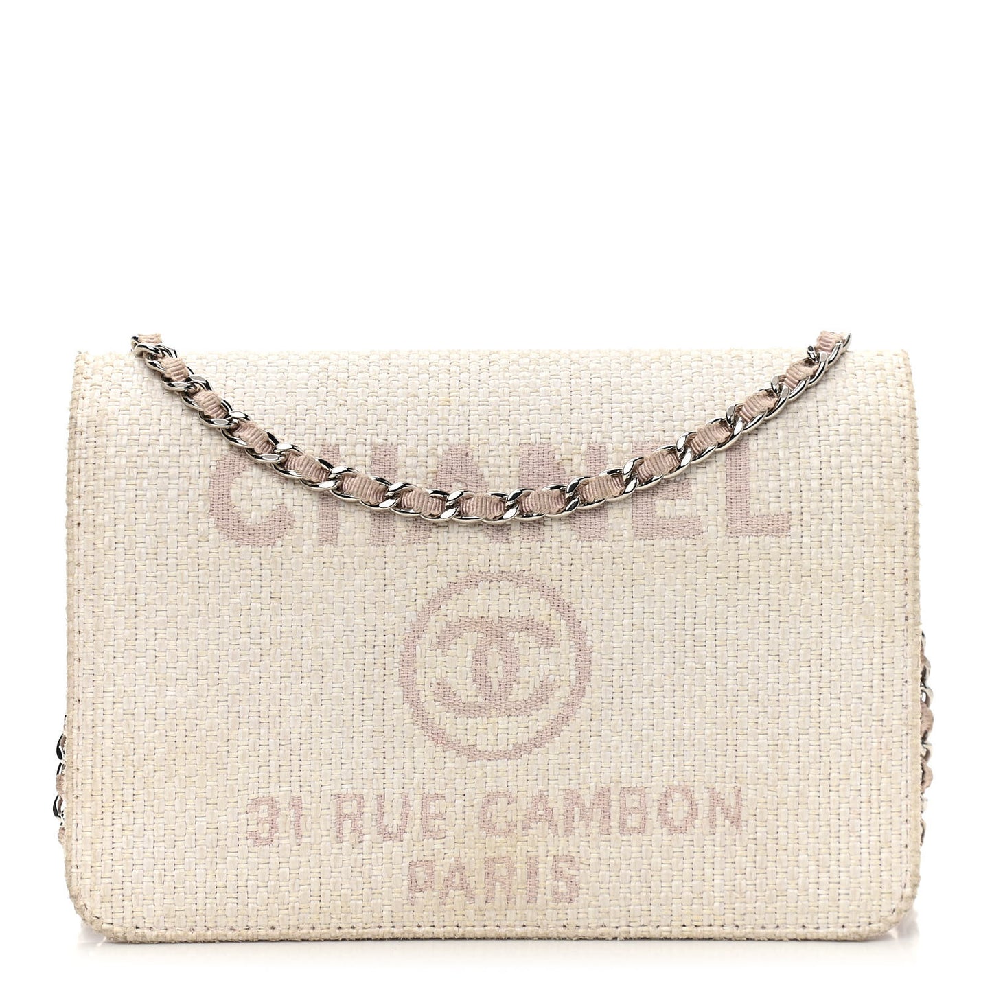Canvas Deauville Wallet On Chain WOC Pink White