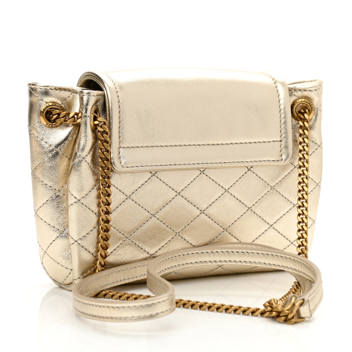 Metallic Lambskin Quilted Monogram Mini Nolita Platino