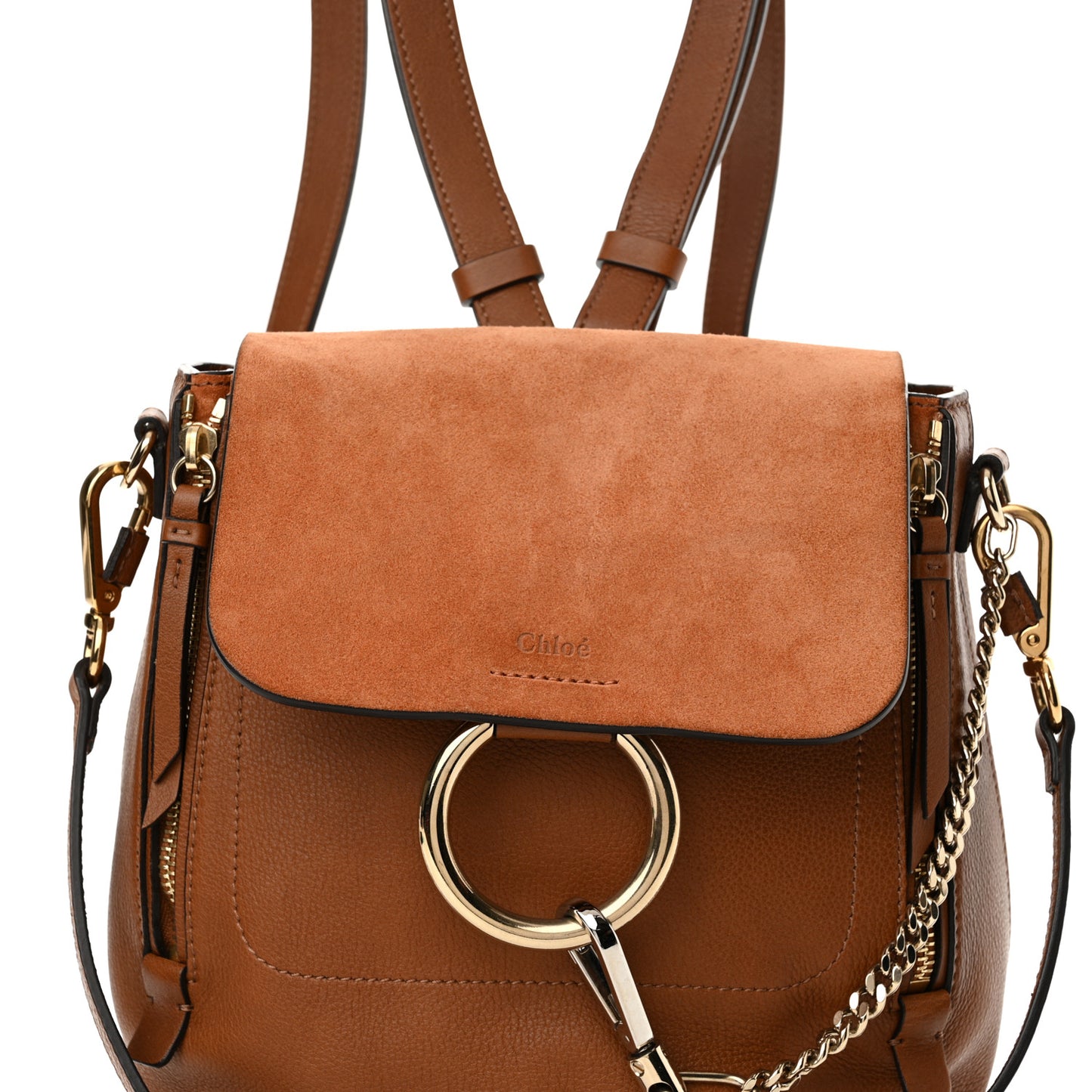 Suede Calfskin Medium Faye Backpack Tan