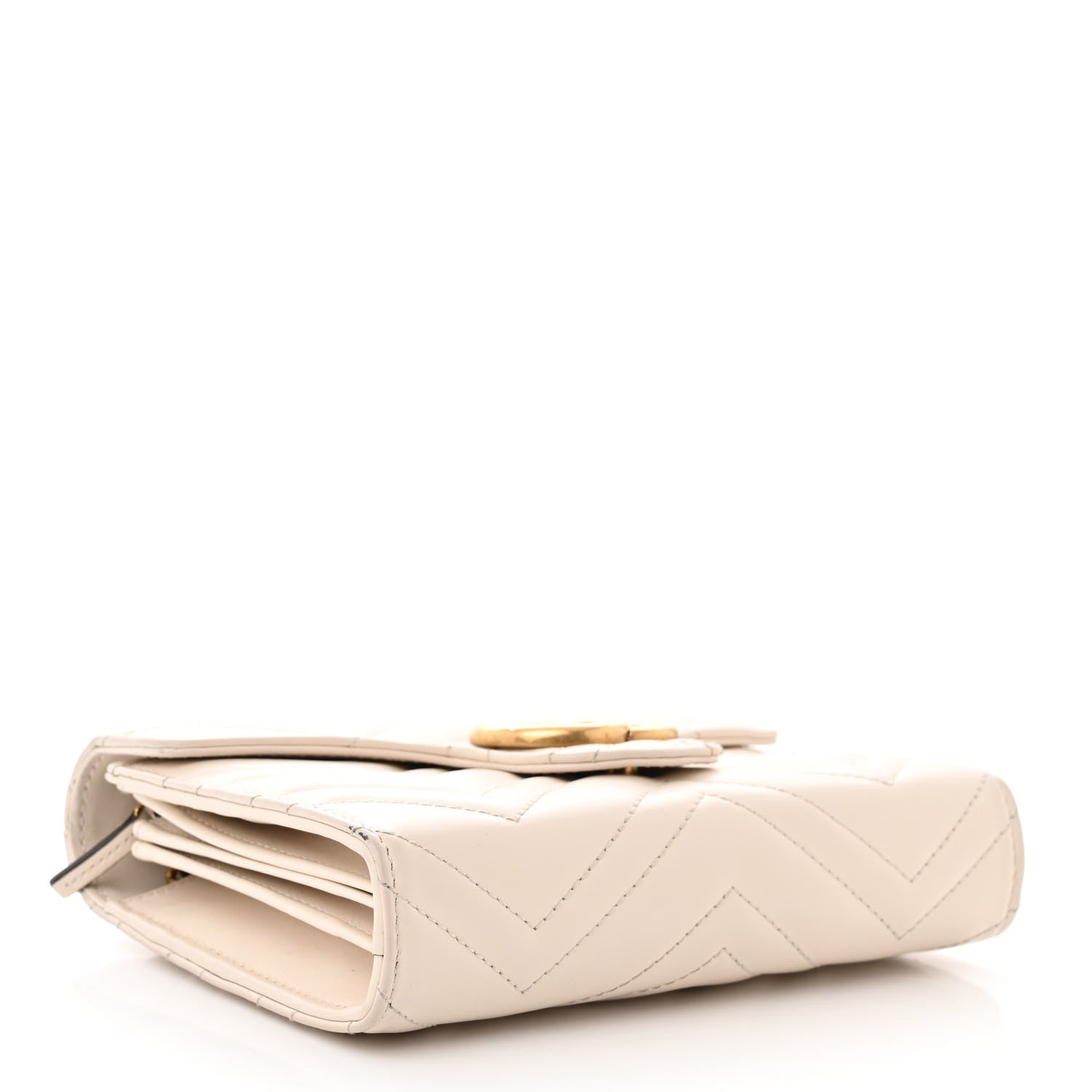 Gucci Calfskin Matelasse GG Marmont Chain Wallet Mystic White 4 of 15