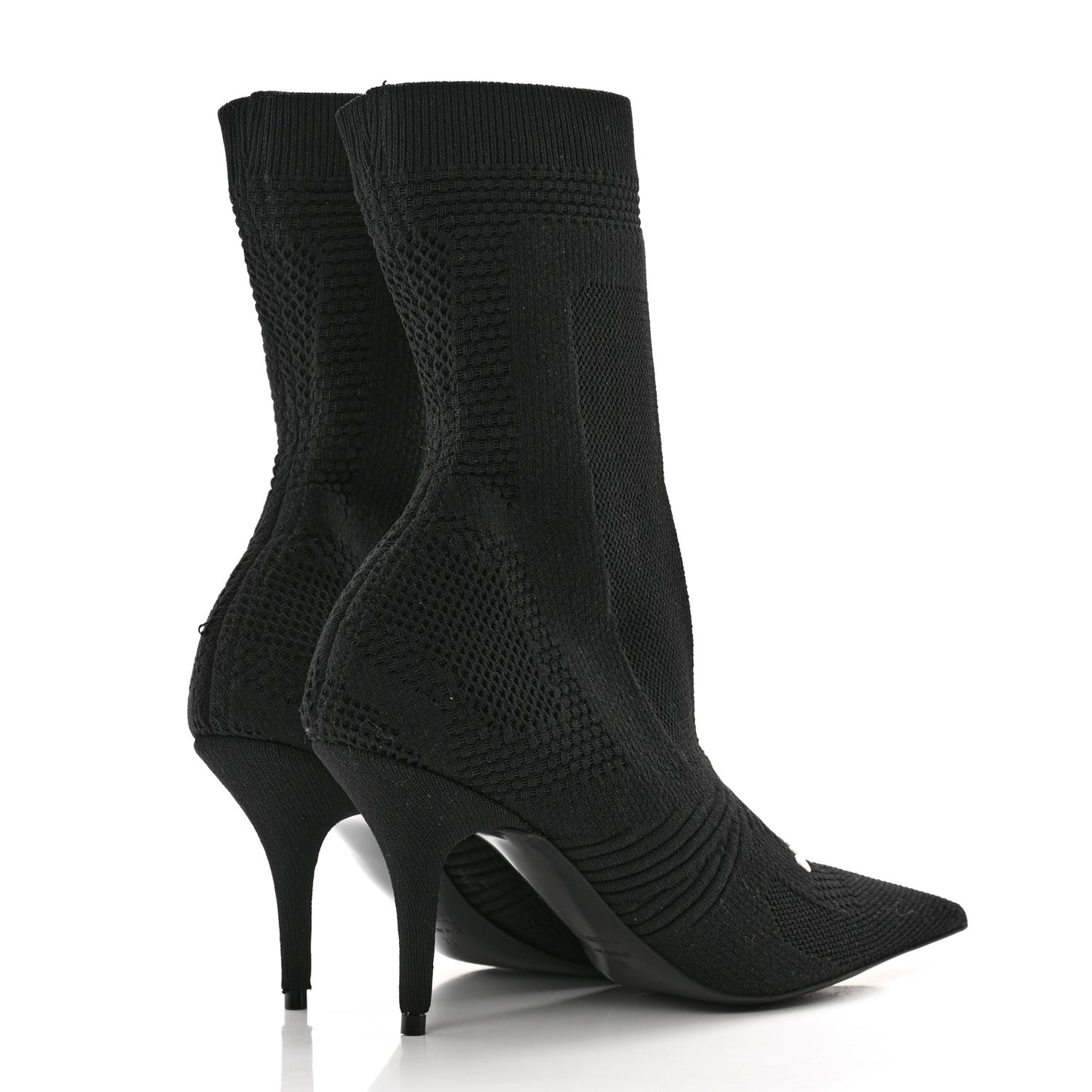 Textured Recycled Knit Logo Extreme Pointed Toe Knife 2.0 Booties 38 Black