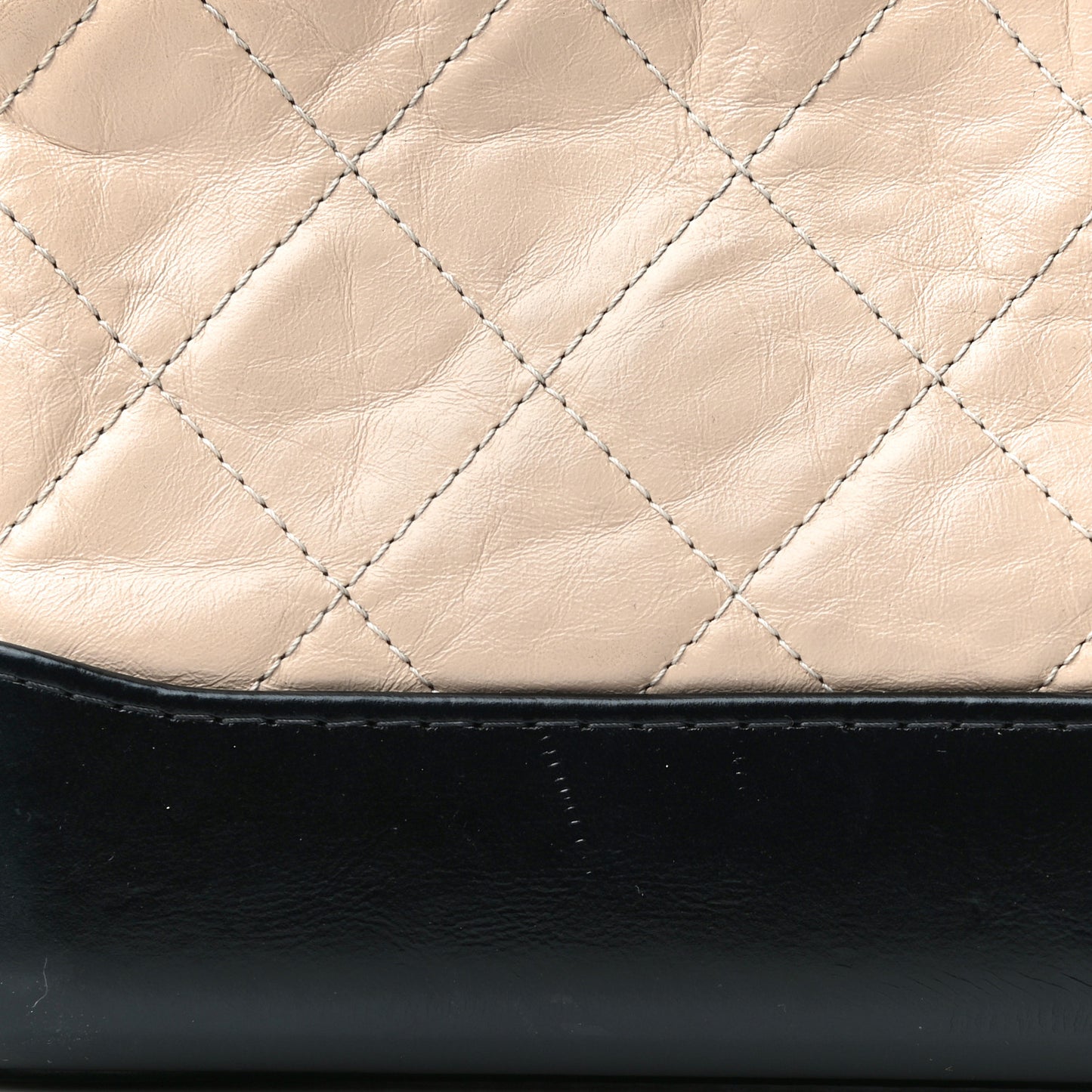 Aged Calfskin Quilted Small Gabrielle Hobo Beige Black