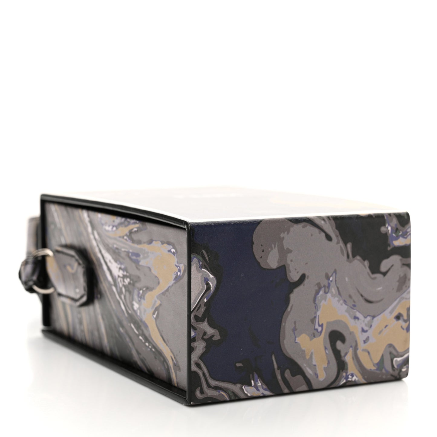 Calfskin Marble Logo Vertical Box Grigio Blue White