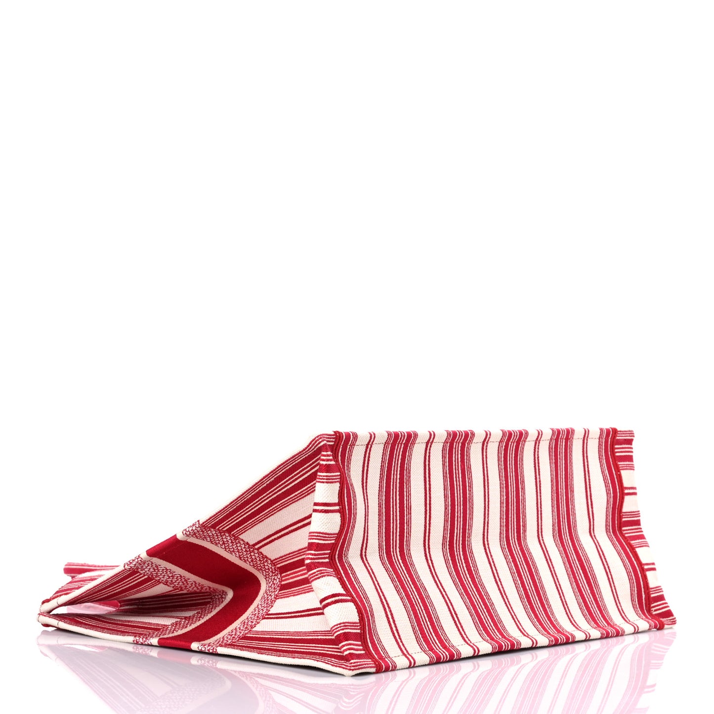 Canvas Embroidered Mykonos Large Striped Book Tote Red