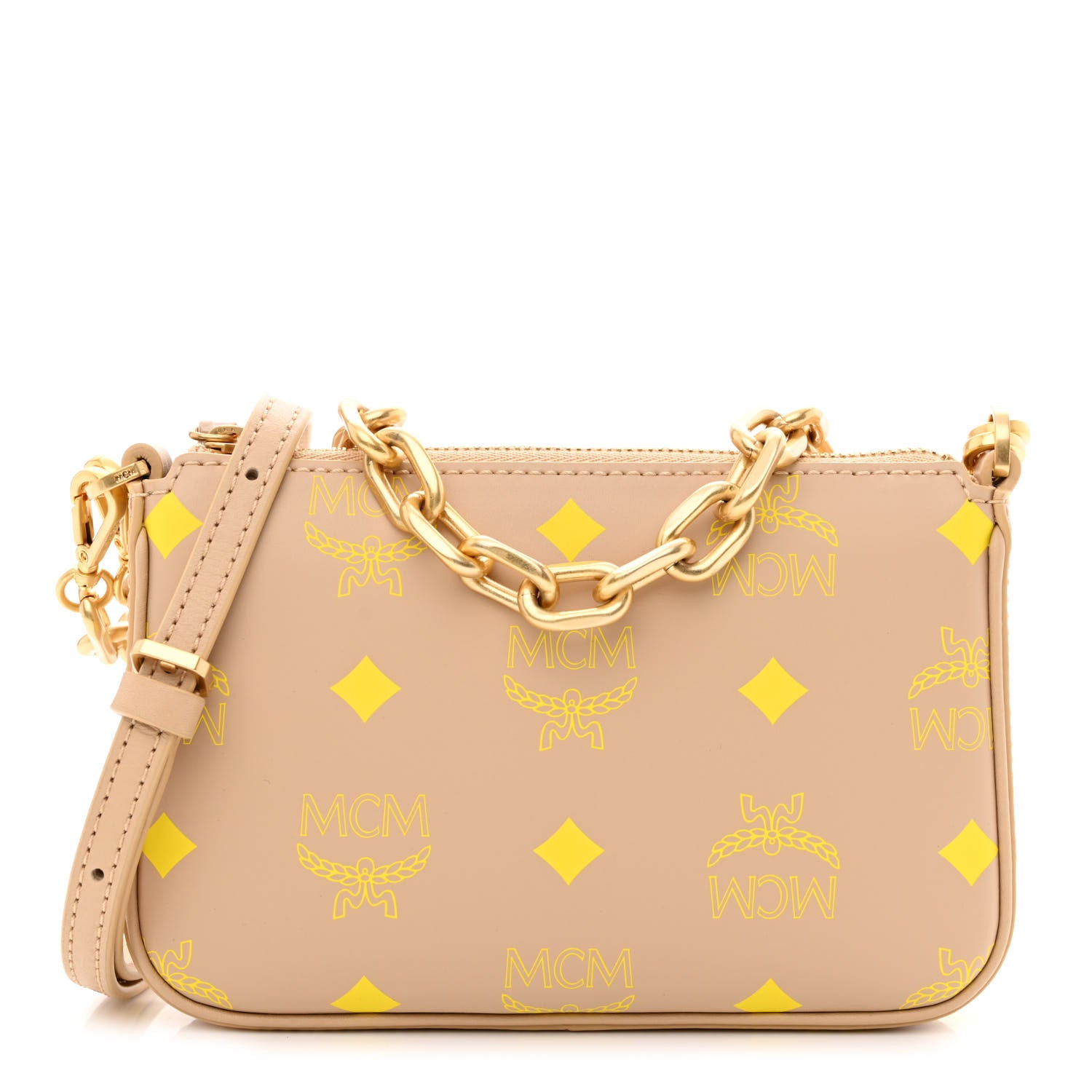 MCM Calfskin Color Splash Mini Pouch on Chain Croissant 1 of 9