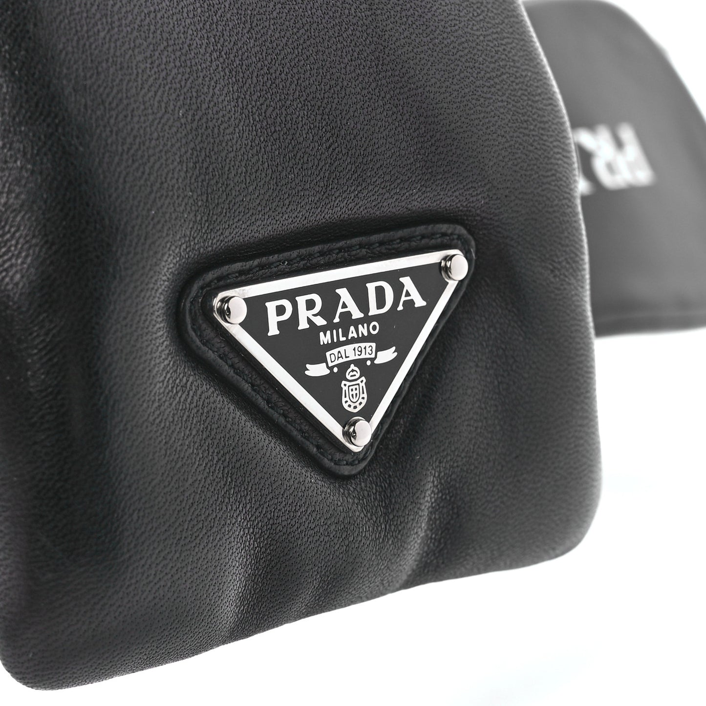 Nappa Soft Padded Metal Triangle Logo 65mm Slide Sandals 39 Black