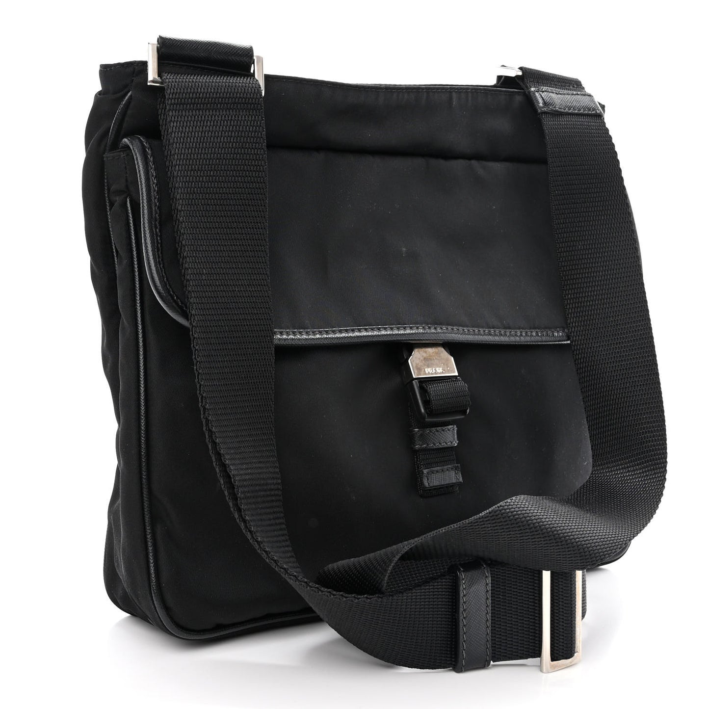 Nylon Vela Flat Messenger Bag Black