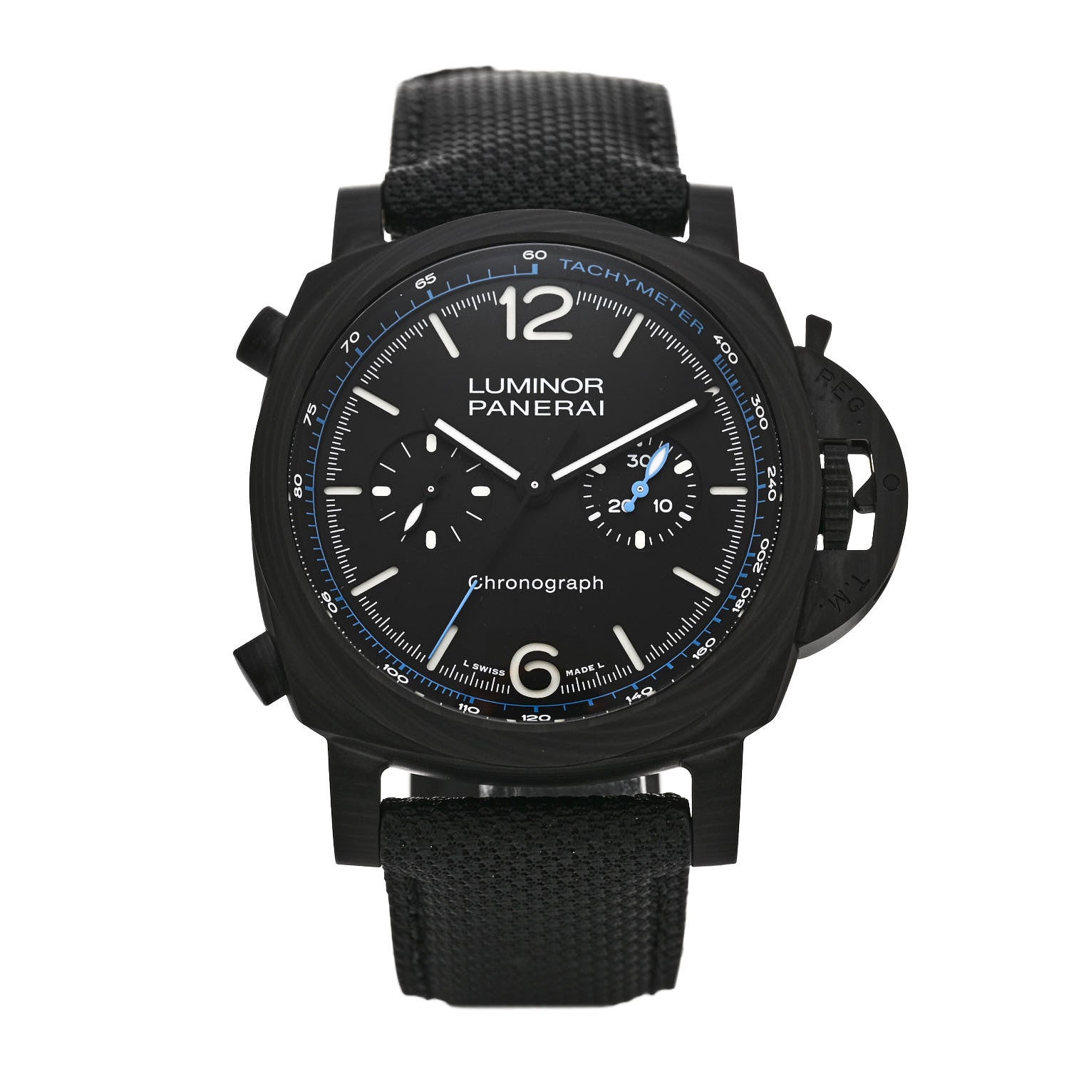 Panerai Carbon Fiber Fabric 44mm Luminor Chrono Carbotech Chronograph Automatic Watch Black PAM01219 1 of 4
