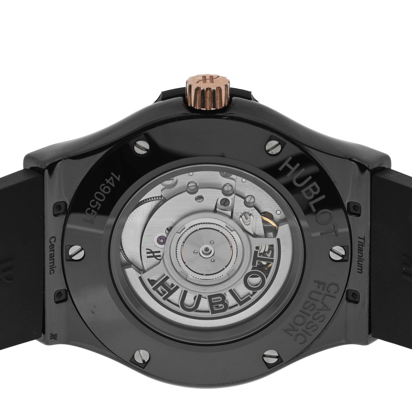 Ceramic 18K Rose Gold Rubber 42mm Classic Fusion Automatic Watch Black 542.CO.1181.RX