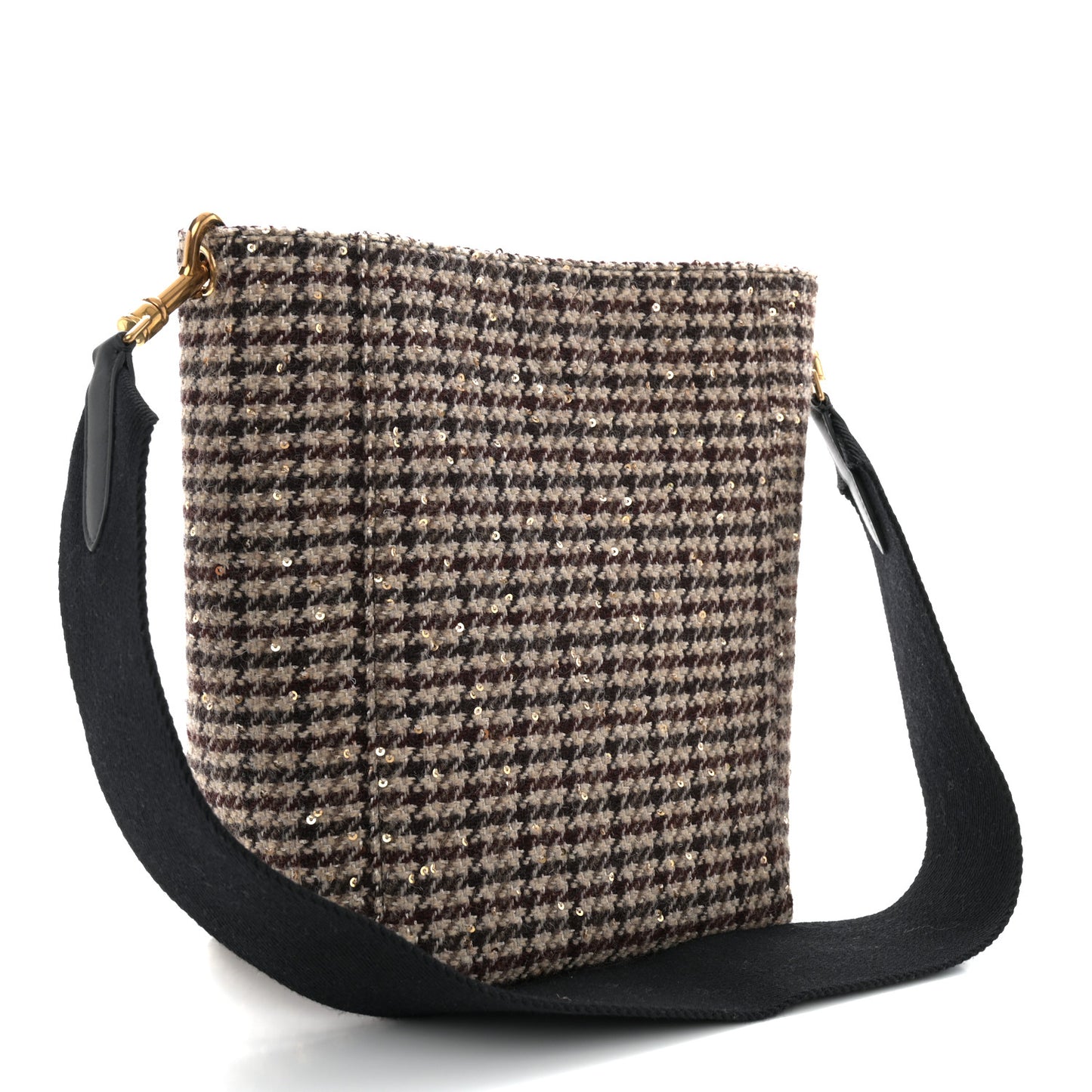 Tweed Small Sangle Bucket Bag Beige