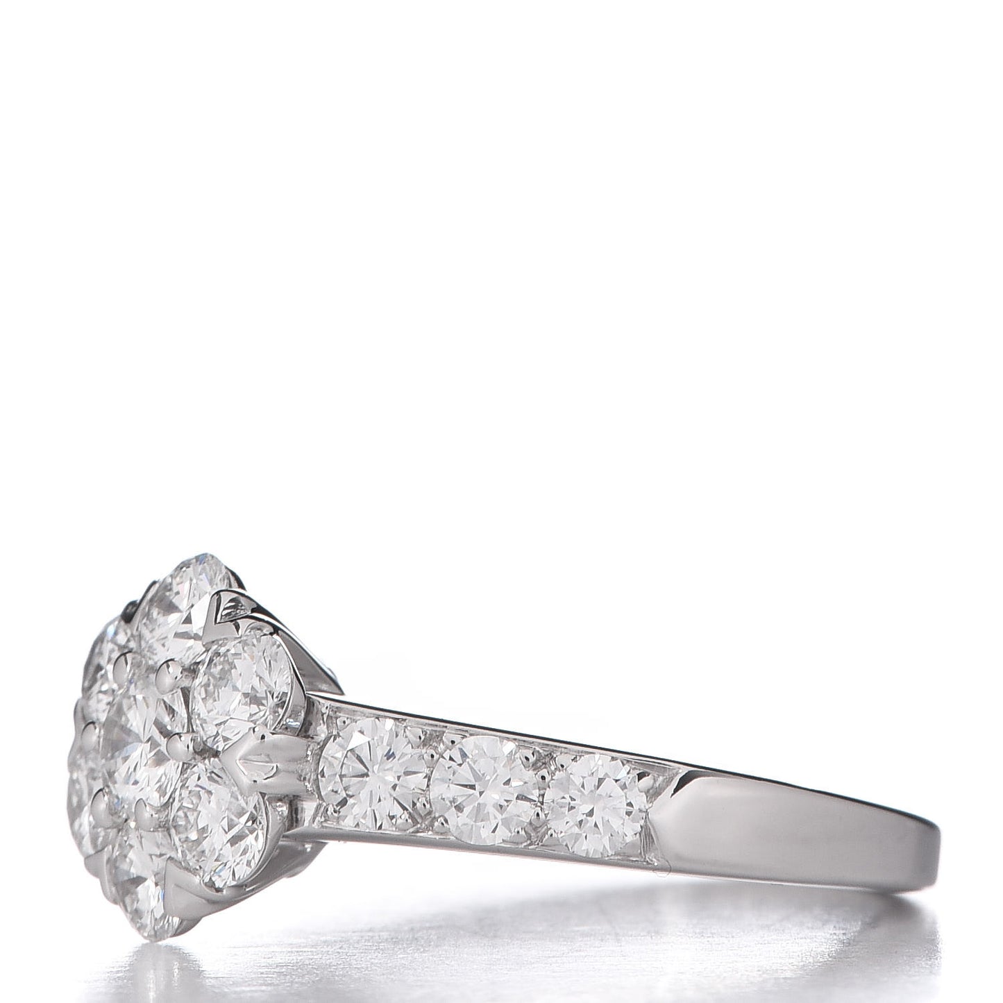 18K White Gold Diamond Large Fleurette Ring 49 4.75