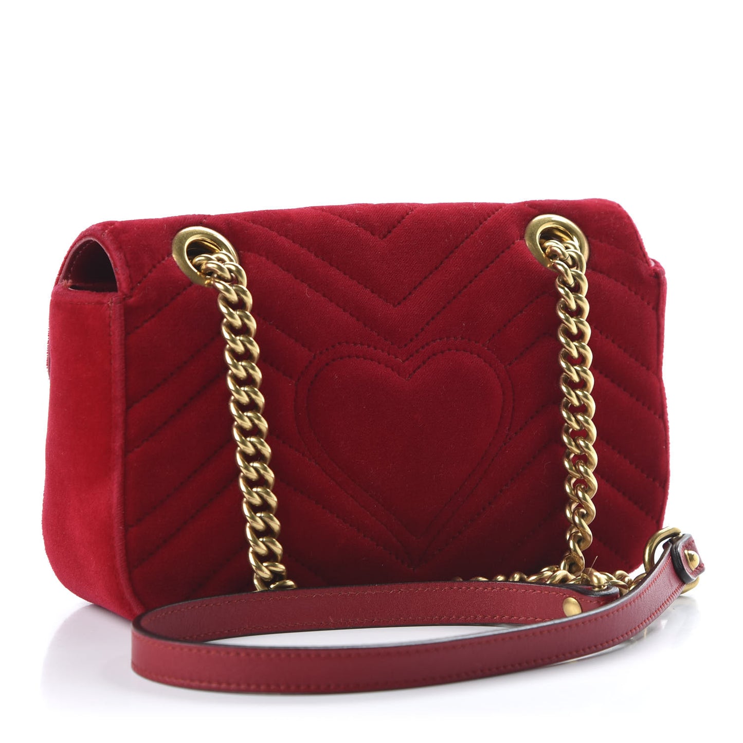 Velvet Matelasse Mini GG Marmont Shoulder Bag Hibiscus Red