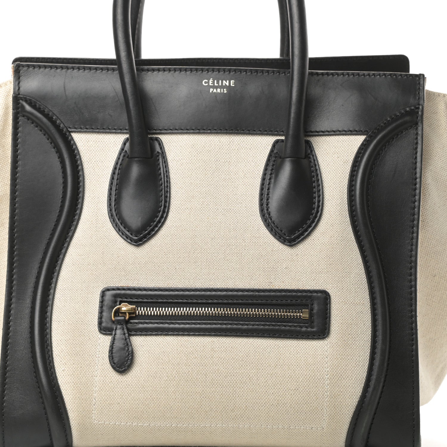 Celine Natural Canvas Smooth Calfskin Mini Luggage Cream 8 of 17