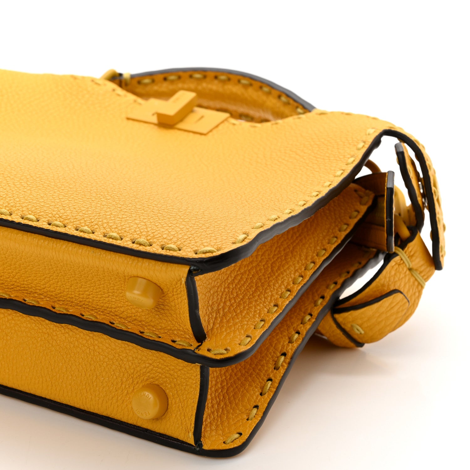 Fendi Cuoio Romano Vitello Cover Sellerissima Monochrome Mini Peekaboo I SEE U Satchel Sunflower 9 of 10