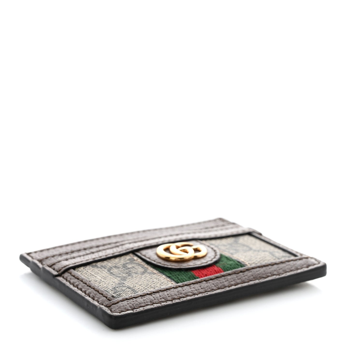 GG Supreme Monogram Ophidia Card Holder Brown