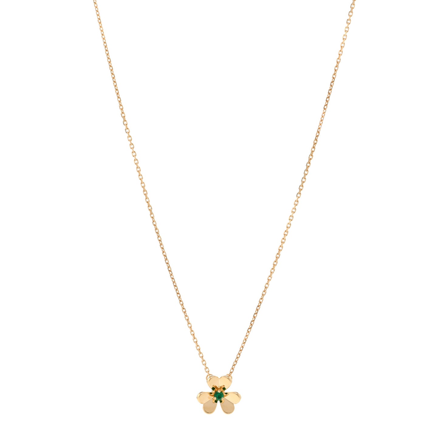 18K Yellow Gold Emerald Mini Frivole Pendant Necklace