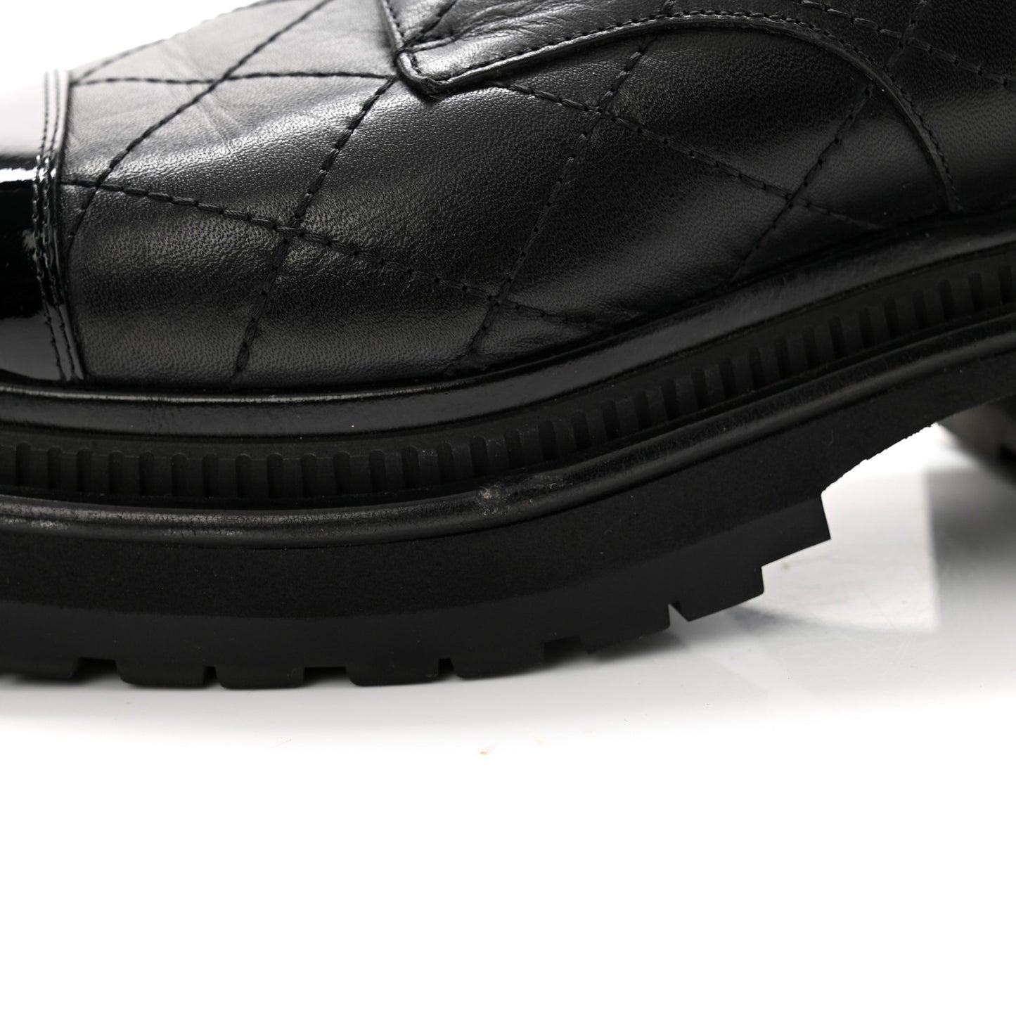 Calfskin Patent Stitched Cap Toe Lace Up Oxfords 37 Black