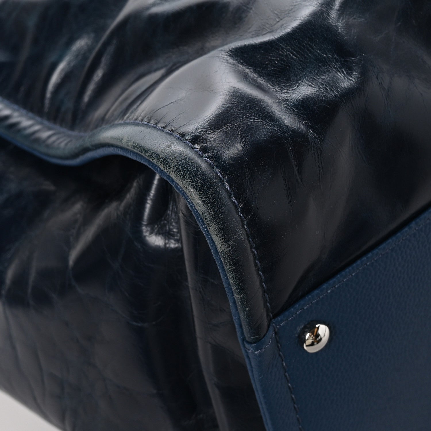 Chanel Glazed Calfskin Large Deauville Tote Blue 9 of 14