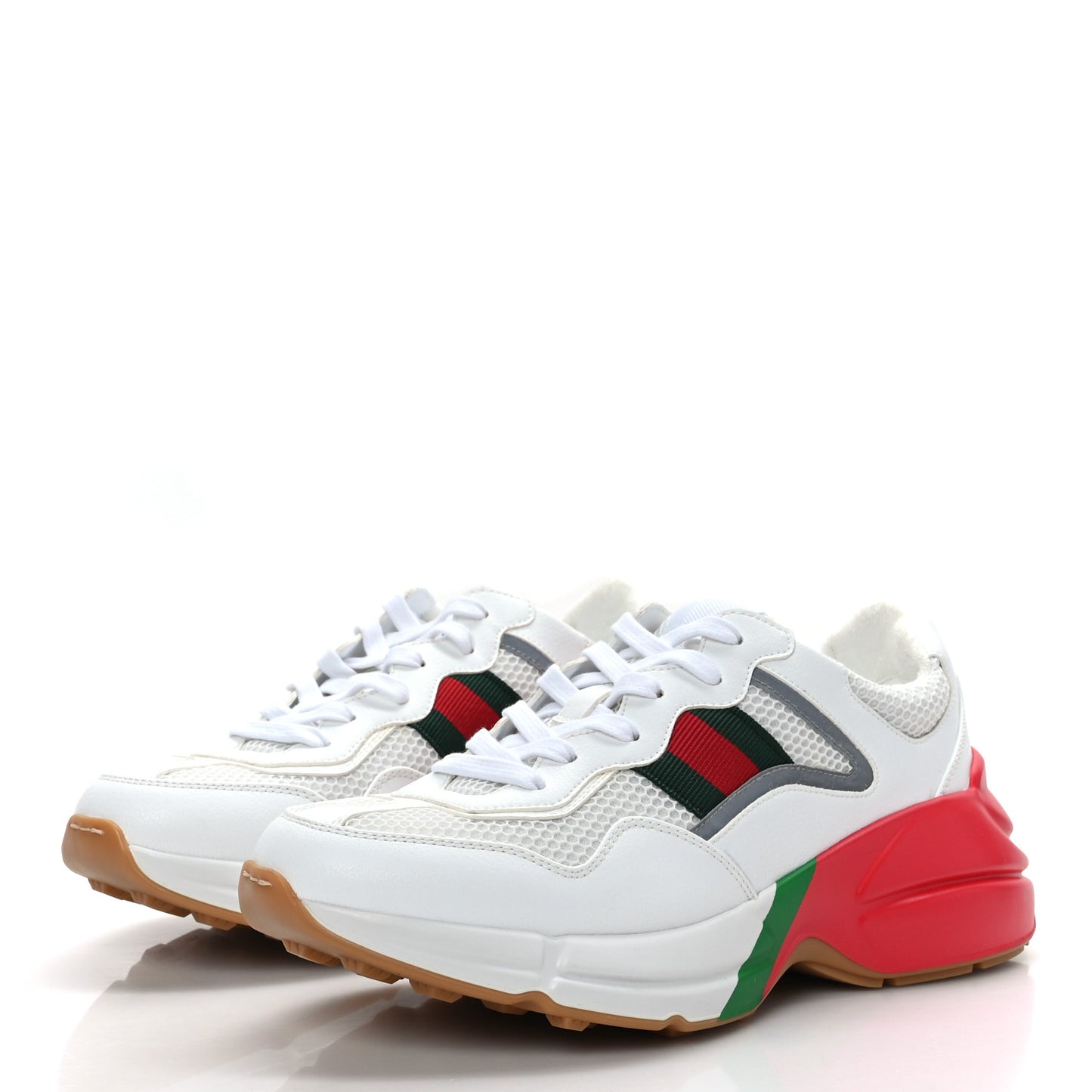 Lavaredo Eco Fabric Mesh Web Mens Rhyton Reflective Sneakers 7 Great White Green Red Silver