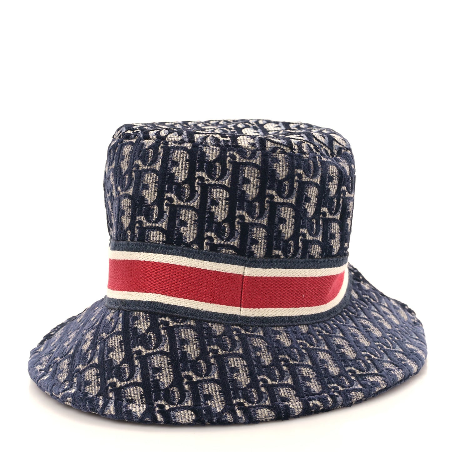 Velvet Oblique Large Brim Bucket Hat 57 Bleu Red