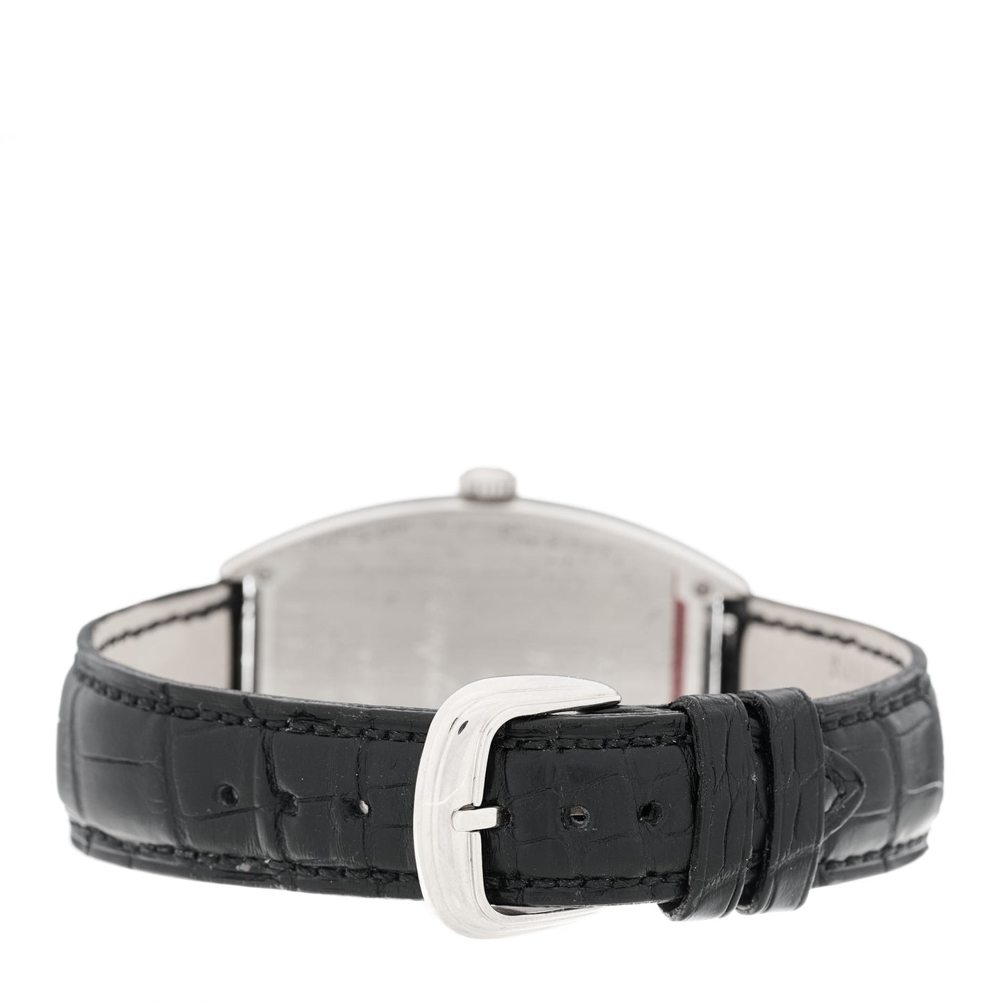 18K White Gold Alligator 34mm Cintree Curvex Automatic Watch Black 6850SC