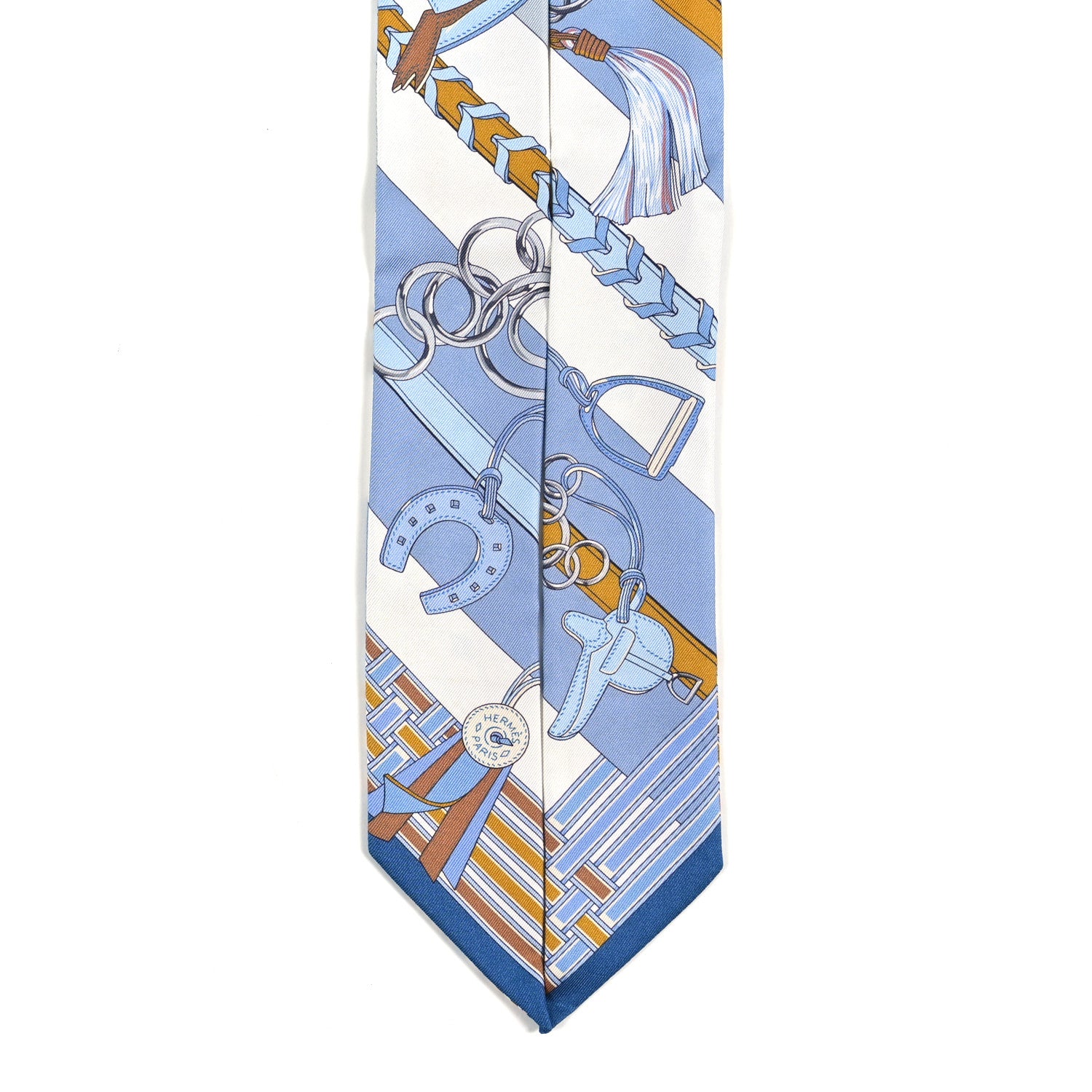 Hermes Silk Brides et Gris Twilly Gris Bleu Jean White Miel 2 of 3