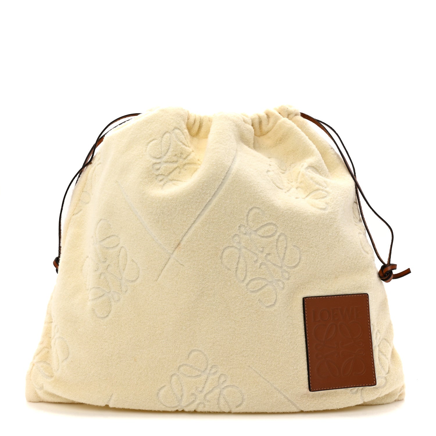 Loewe X PAULA'S IBIZA Terry Cloth Calfskin Drawstring Pouch
