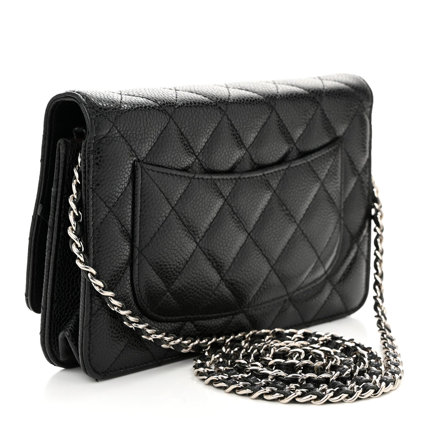 Caviar Quilted Wallet on Chain WOC Black