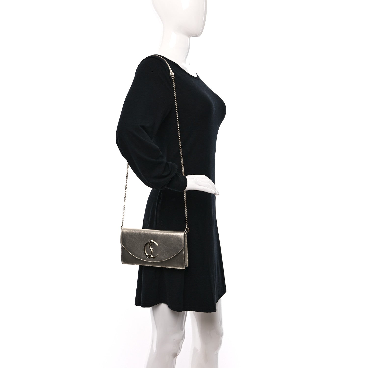 Christian Louboutin Metallic Nappa Laminated Loubi54 Crossbody Clutch Gold 2 of 9