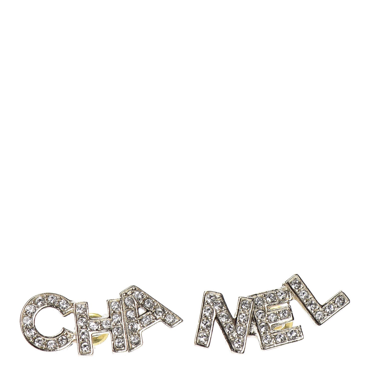 Chanel Crystal Pearl Signature Stud Earrings Gold 1 of 4