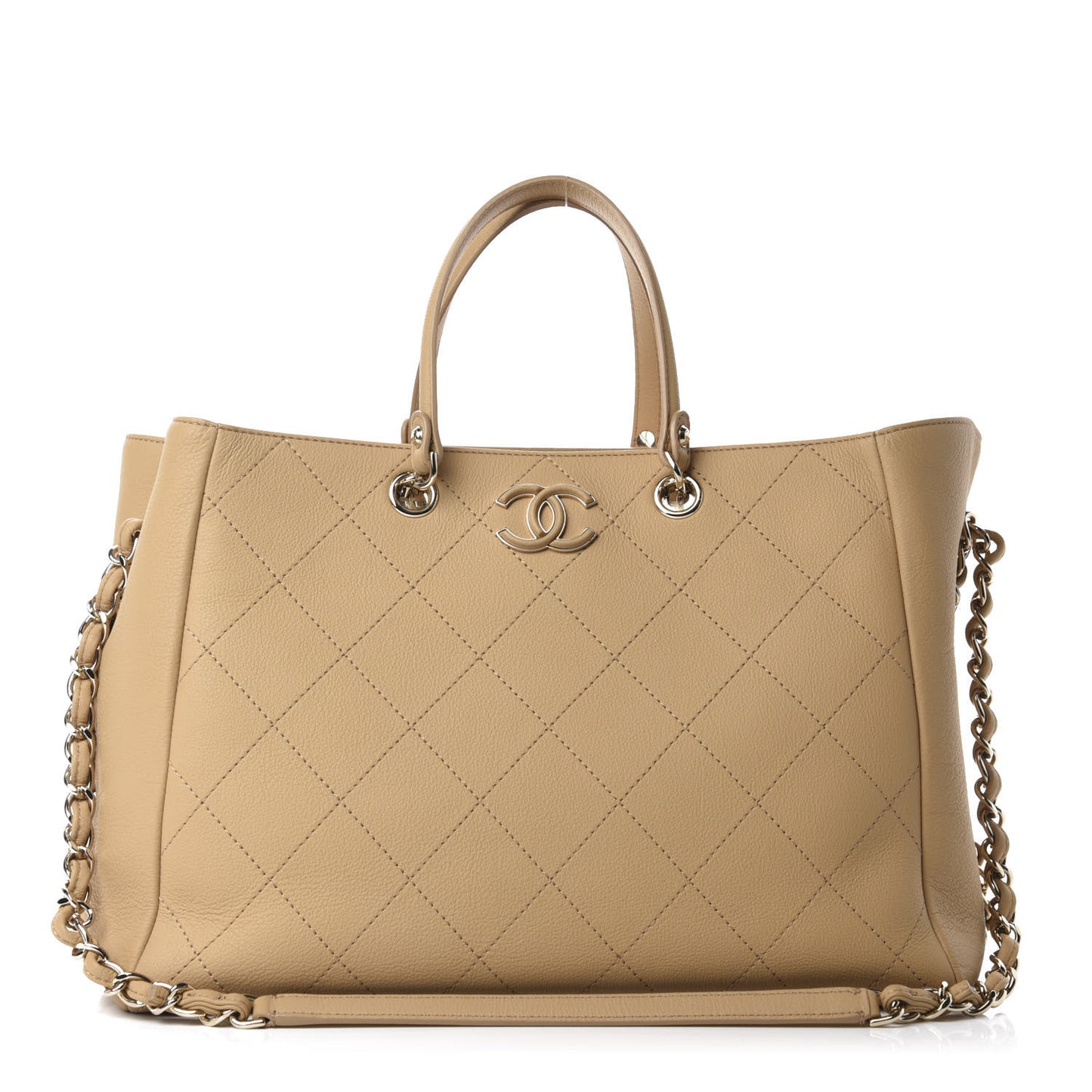 Bullskin Stitched Medium Shopping Bag Beige
