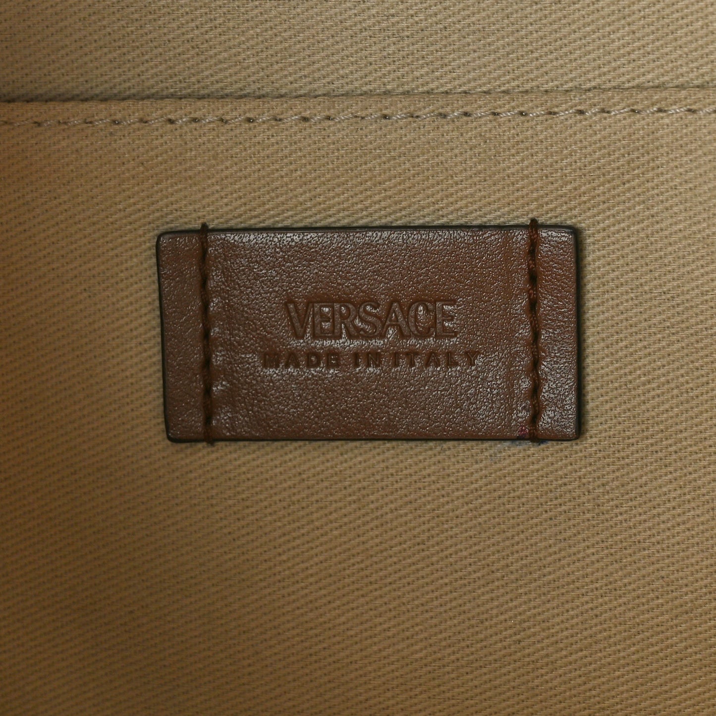 Canvas Calfskin Allover Messenger Bag Beige Brown