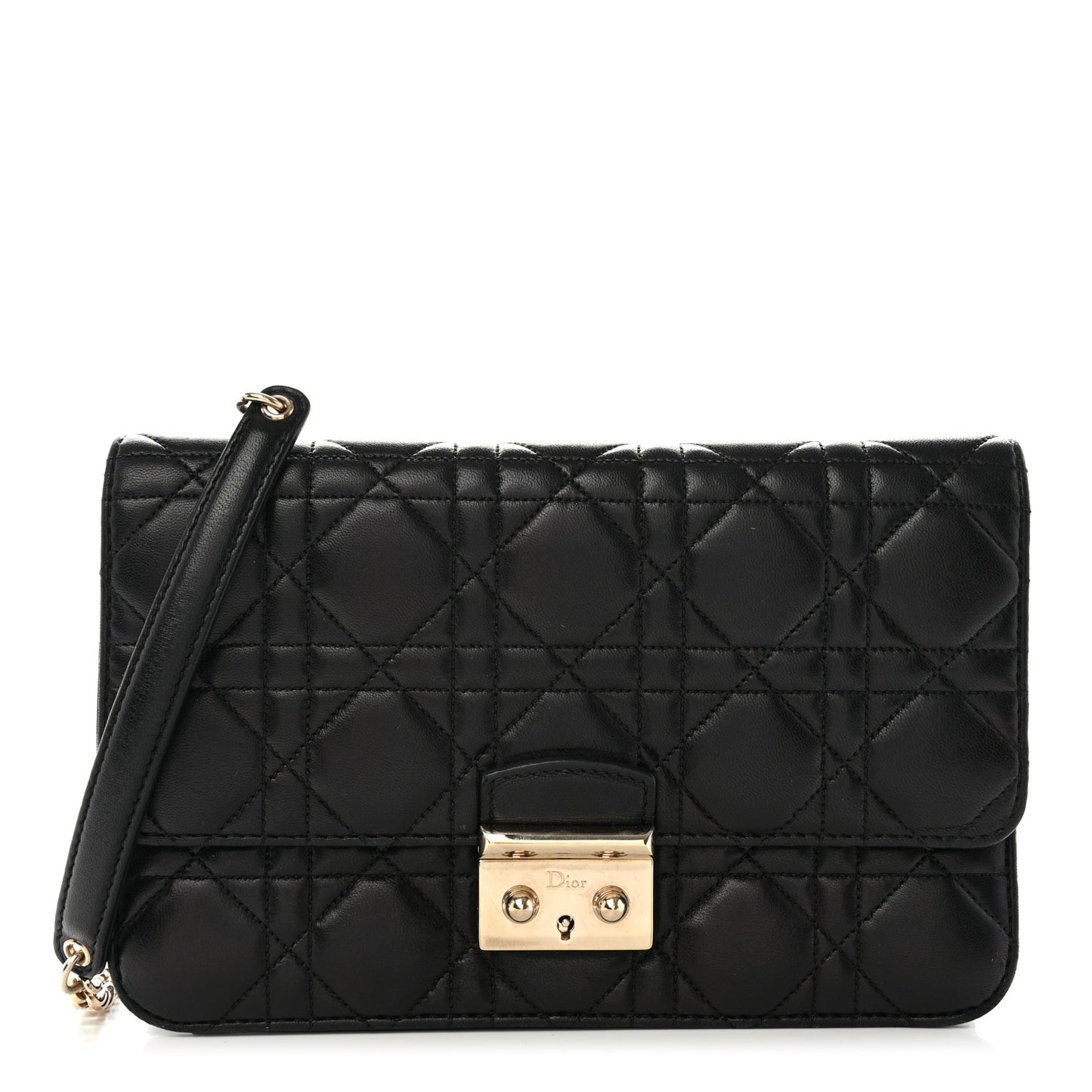 Lambskin Cannage Miss Dior Promenade Pouch Black