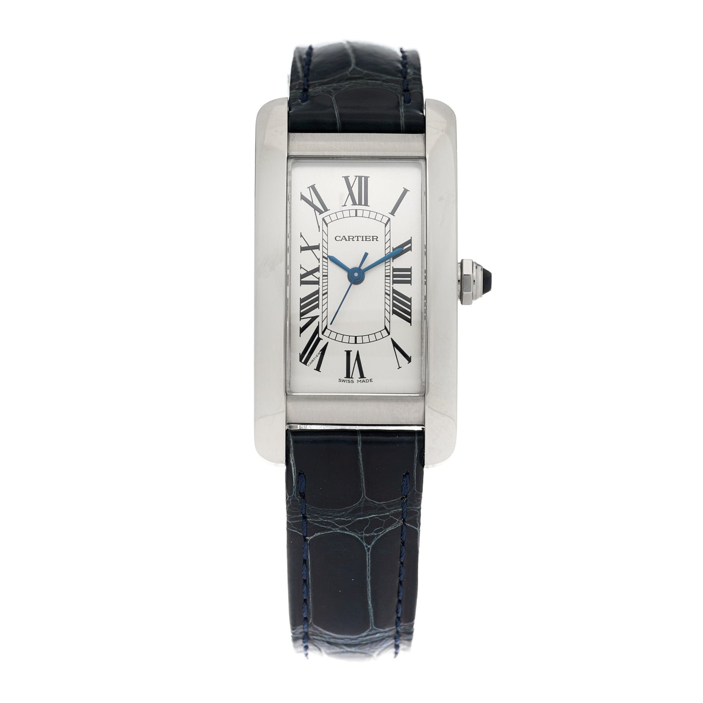 Stainless Steel Alligator 22mm Tank Americaine Automatic Watch Blue