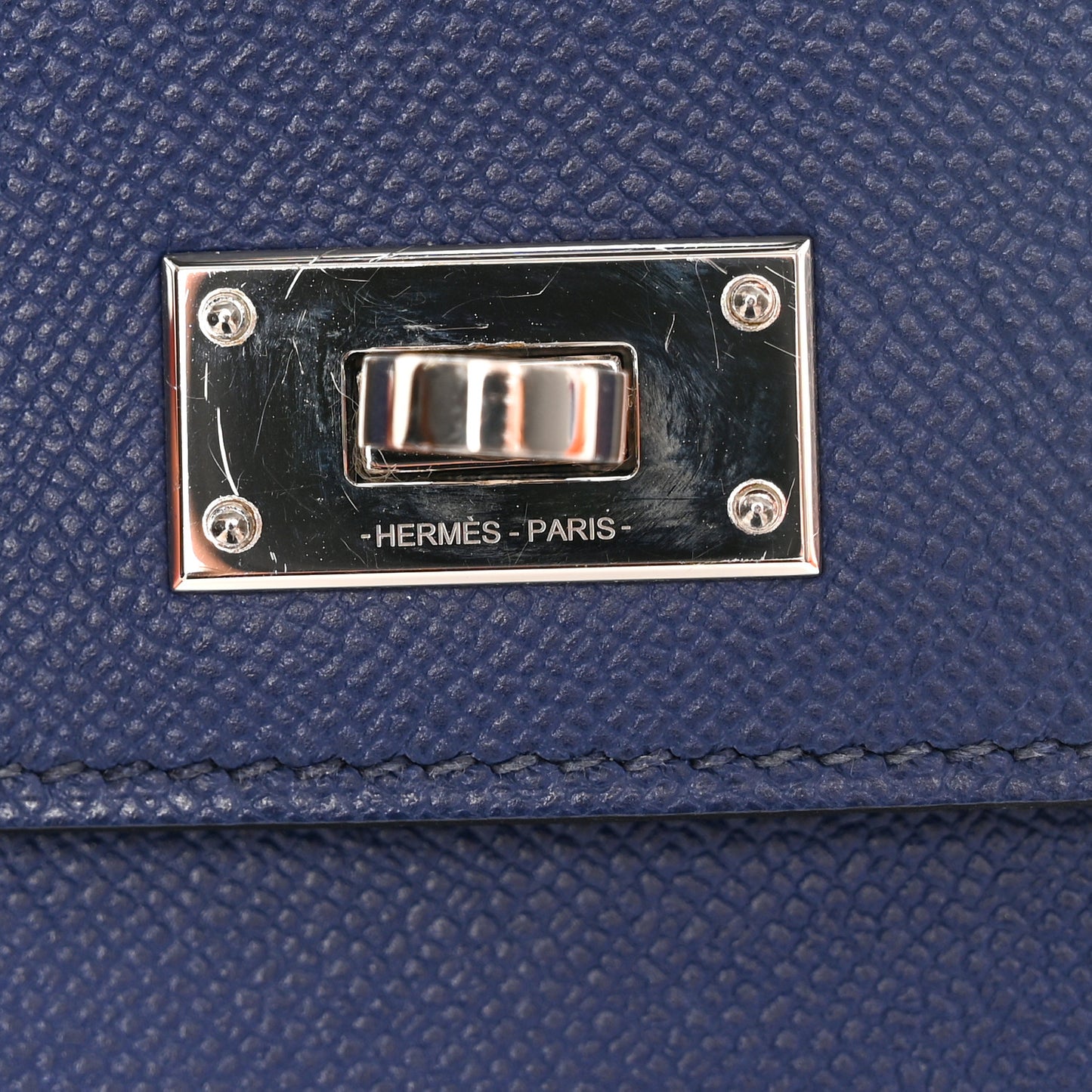 Madame Calfskin Kelly Pocket Compact Wallet Bleu Saphir