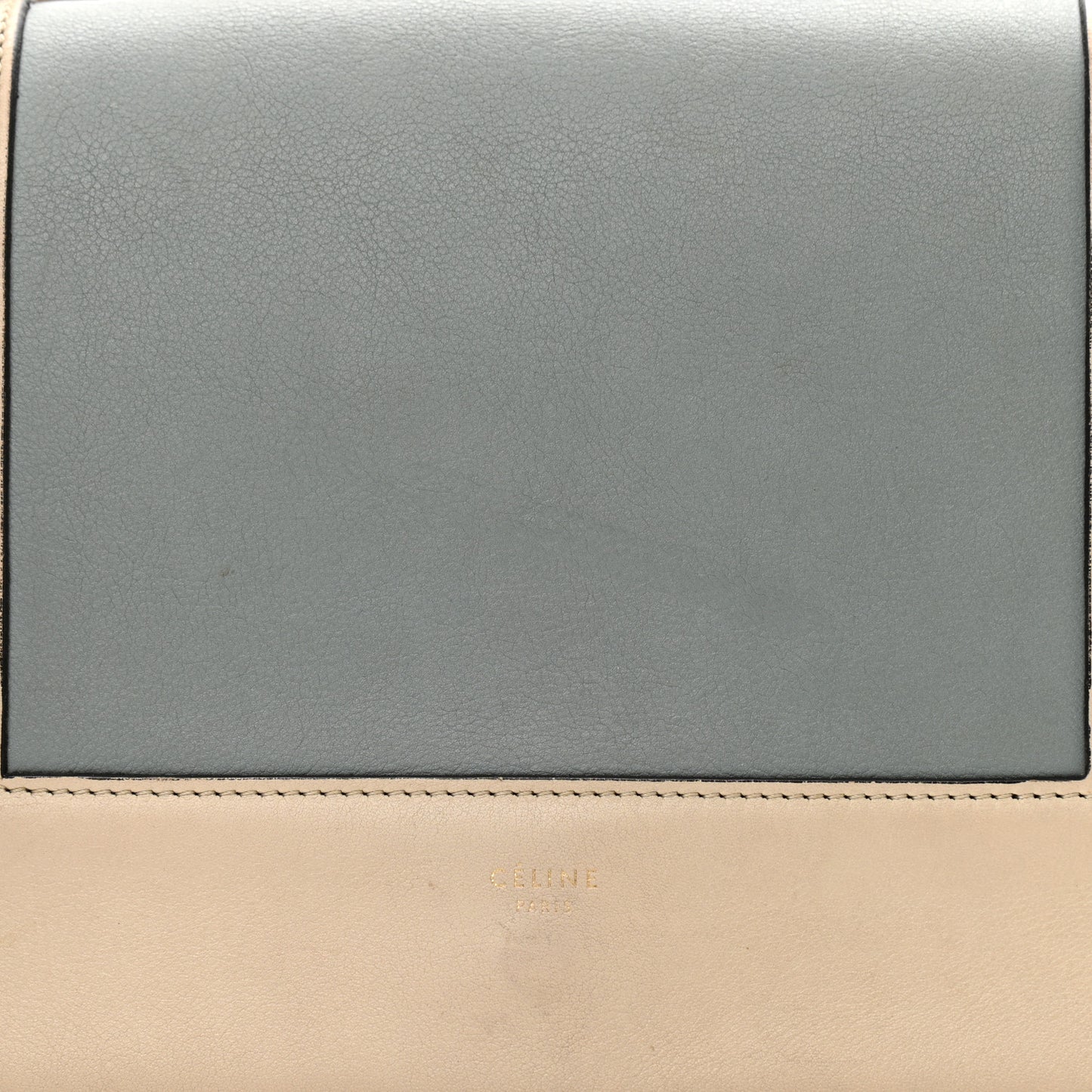 Shiny Smooth Calfskin Medium Frame Shoulder Bag Grege Storm