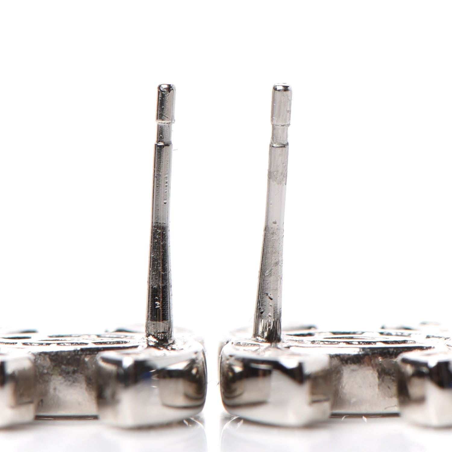 Chanel Baguette Crystal CC Earrings Silver Grey 3 of 5