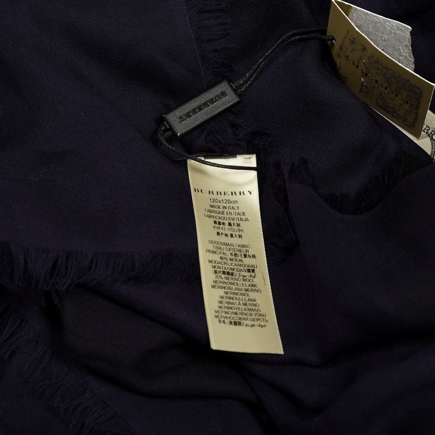 Modal Wool Overdyed Chambray Check Square Scarf Dark Purple