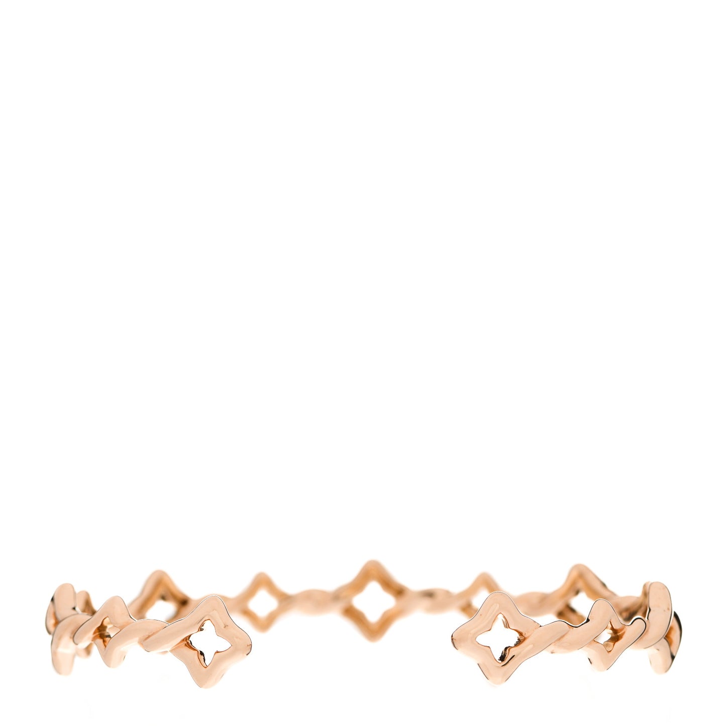 18K Rose Gold Venetian Quatrefoil Single Row Cuff Bracelet